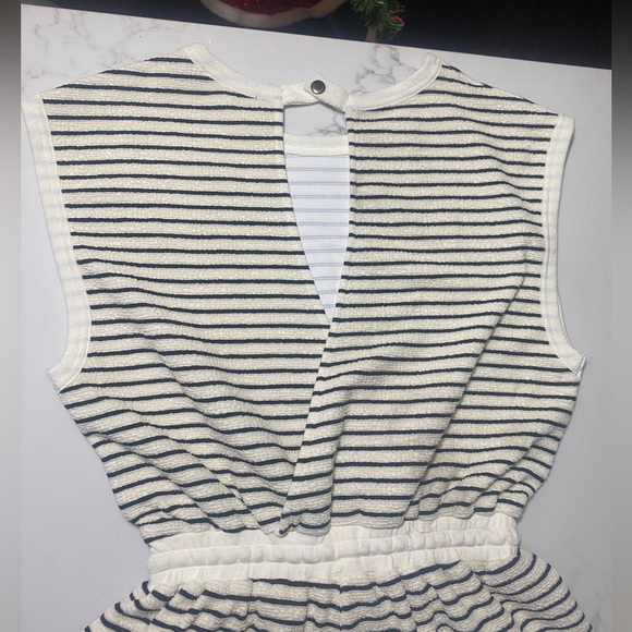 Women's Black and White Striped Romper - Picture 5 of 6